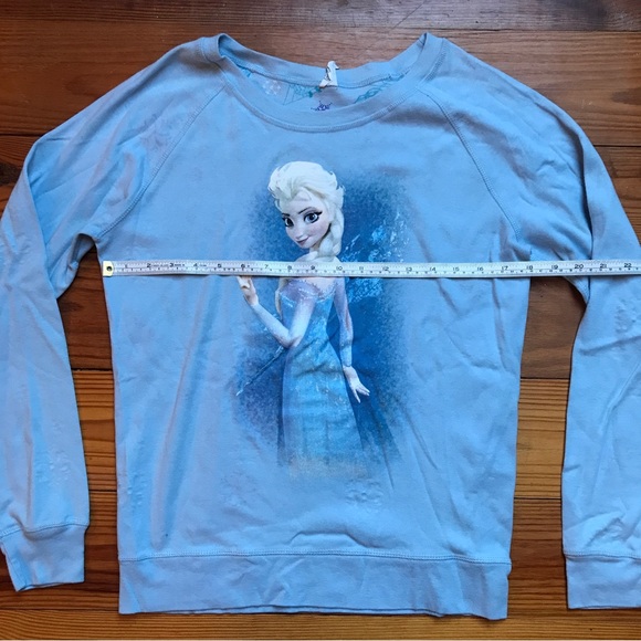 Disney Light Blue Frozen Reversible Cotton Sweater, EUC, L - Picture 5 of 12